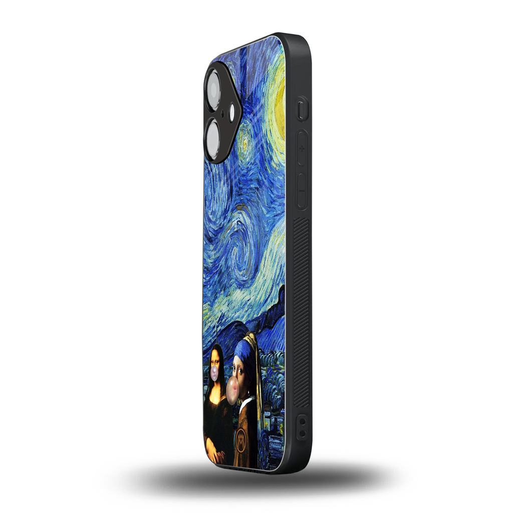 mona lisa starry night back phone cover | glass case for iphone 16