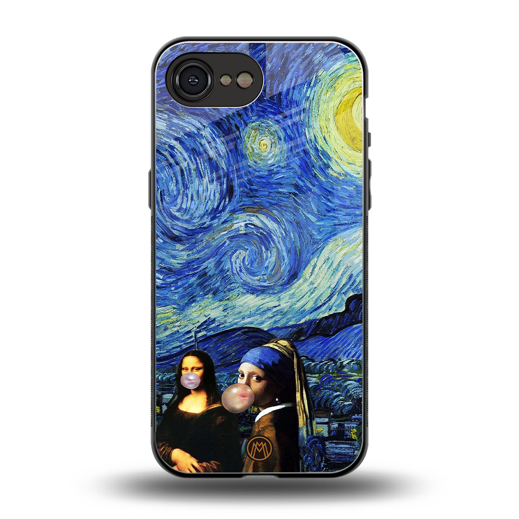 mona lisa starry night back phone cover | glass case for iphone 16e