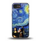 mona lisa starry night back phone cover | glass case for iphone 16e