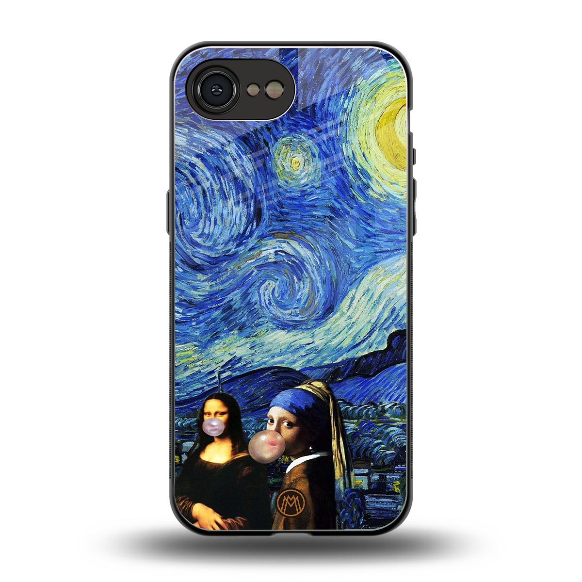 mona lisa starry night back phone cover | glass case for iphone 16e