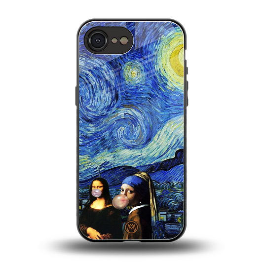 mona lisa starry night back phone cover | glass case for iphone 16e