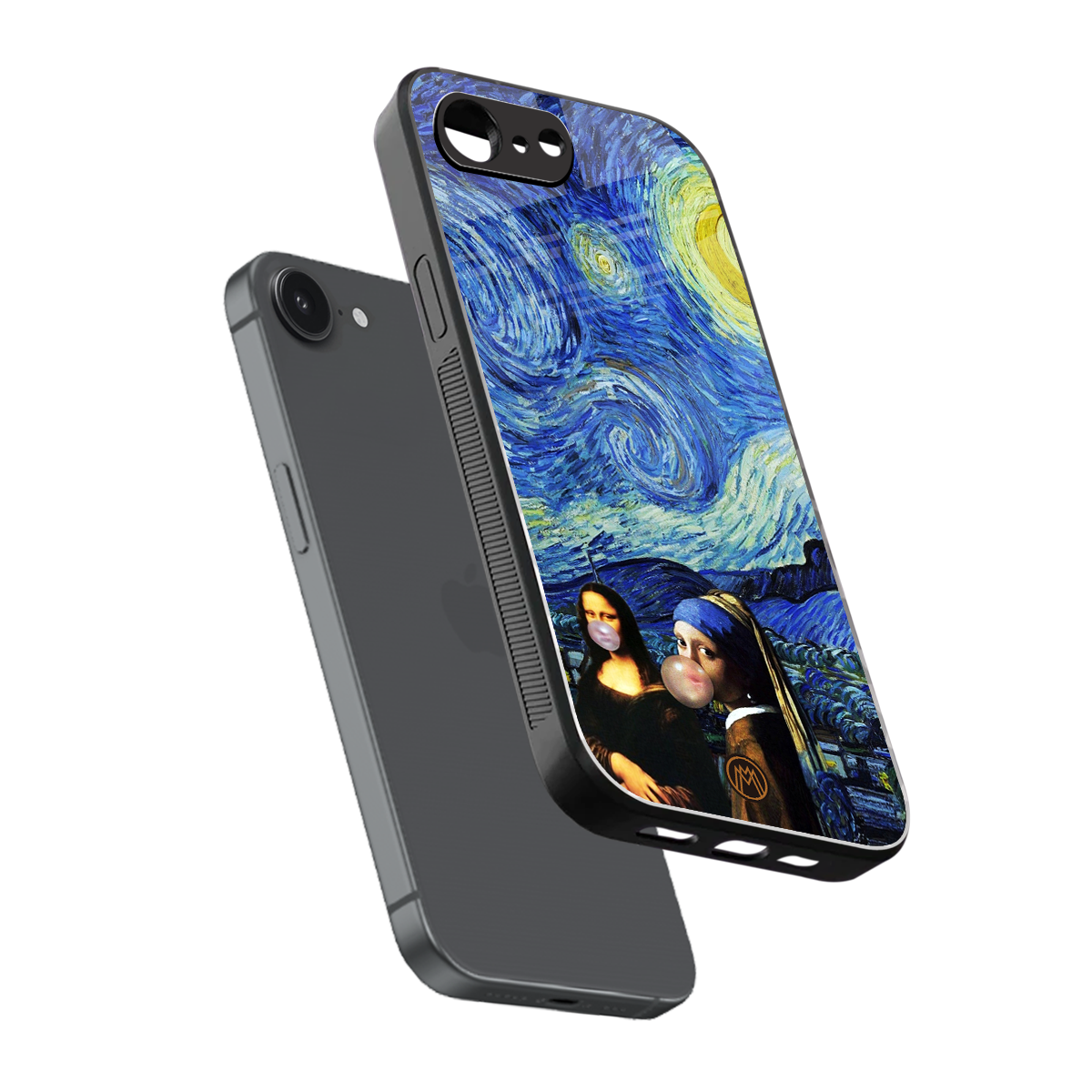 mona lisa starry night back phone cover | glass case for iphone 16e