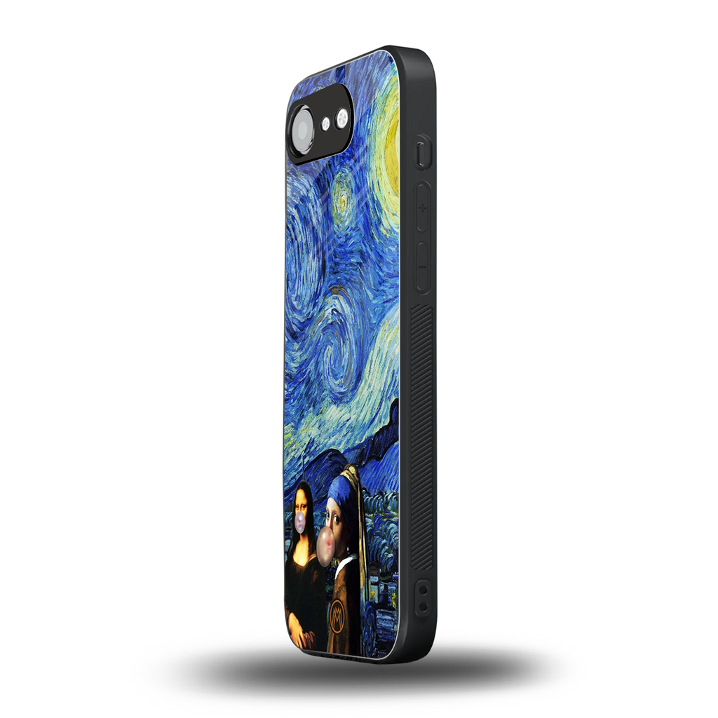 mona lisa starry night back phone cover | glass case for iphone 16e