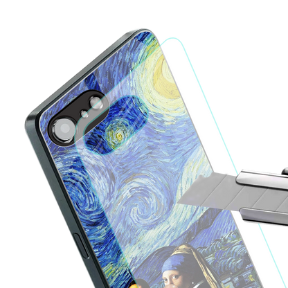 mona lisa starry night back phone cover | glass case for iphone 16e