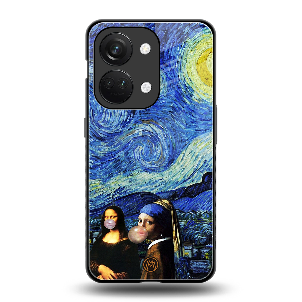 mona lisa starry night back phone cover | glass case for oneplus nord 3
