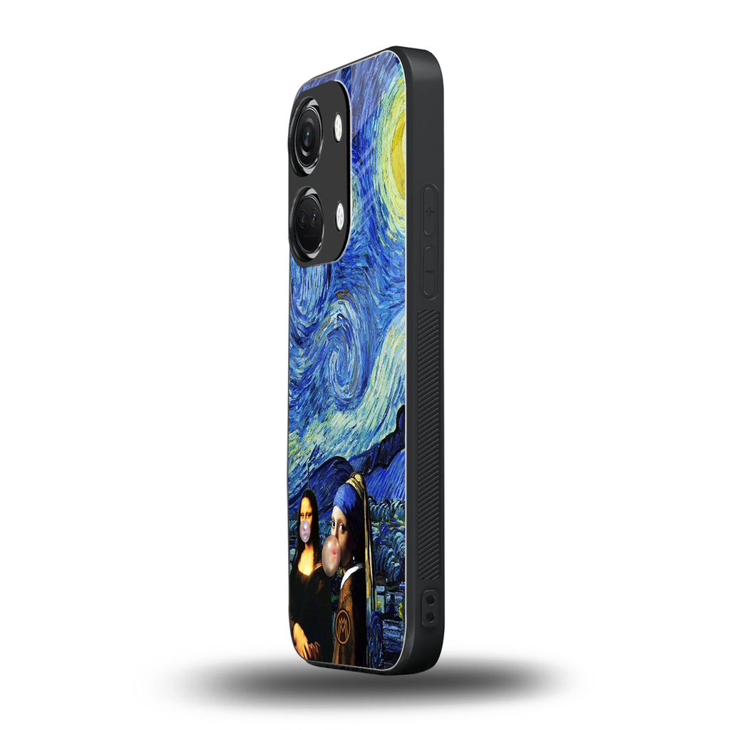 mona lisa starry night back phone cover | glass case for oneplus nord 3