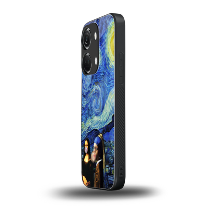 mona lisa starry night back phone cover | glass case for oneplus nord 3