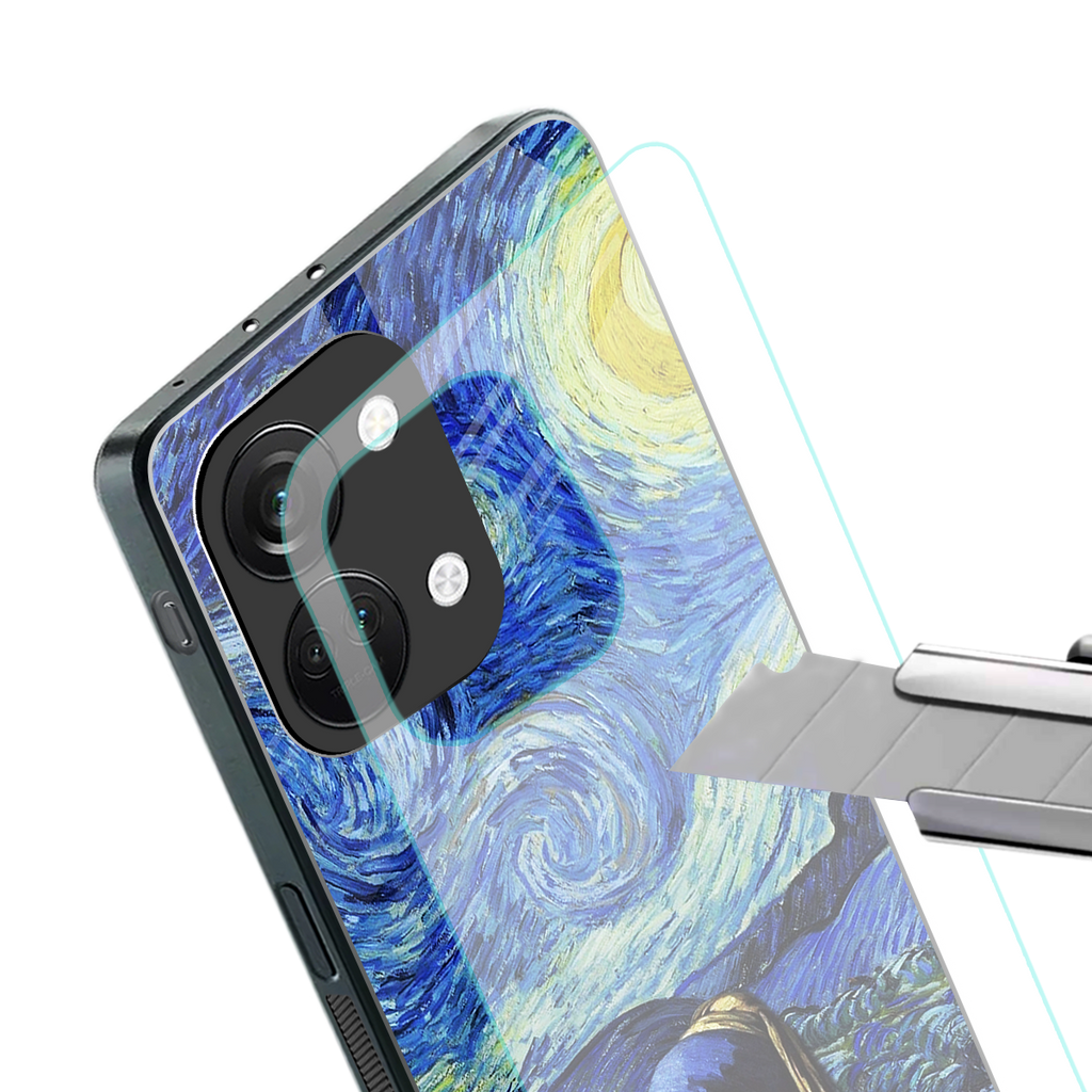 mona lisa starry night back phone cover | glass case for oneplus nord 3