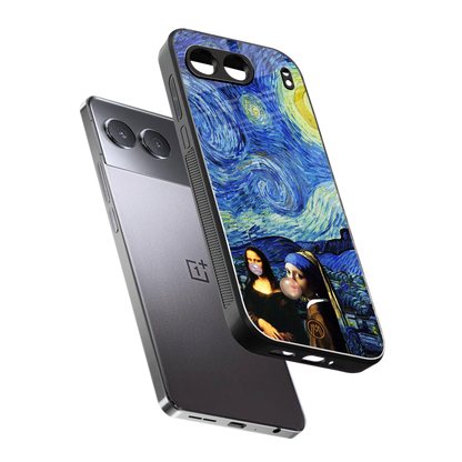 mona lisa starry night back phone cover | glass case for oneplus nord 4