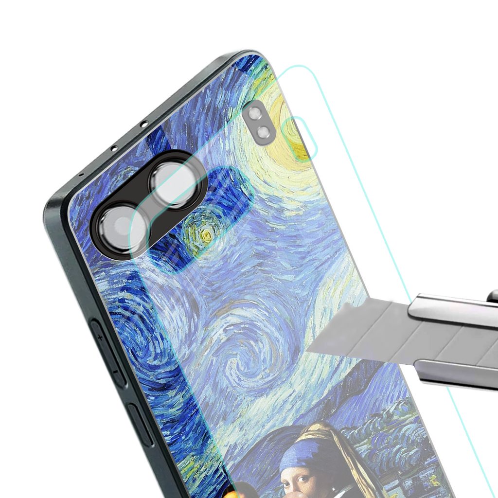 mona lisa starry night back phone cover | glass case for oneplus nord 4