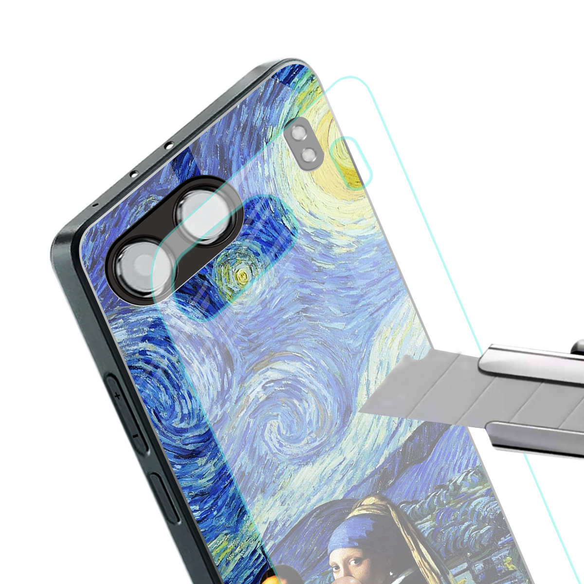 mona lisa starry night back phone cover | glass case for oneplus nord 4