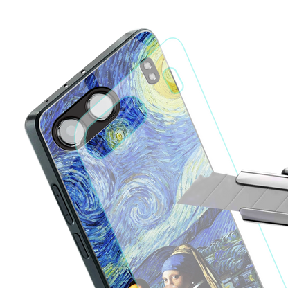 mona lisa starry night back phone cover | glass case for oneplus nord 4