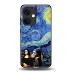 mona lisa starry night back phone cover | glass case for oneplus nord ce 3