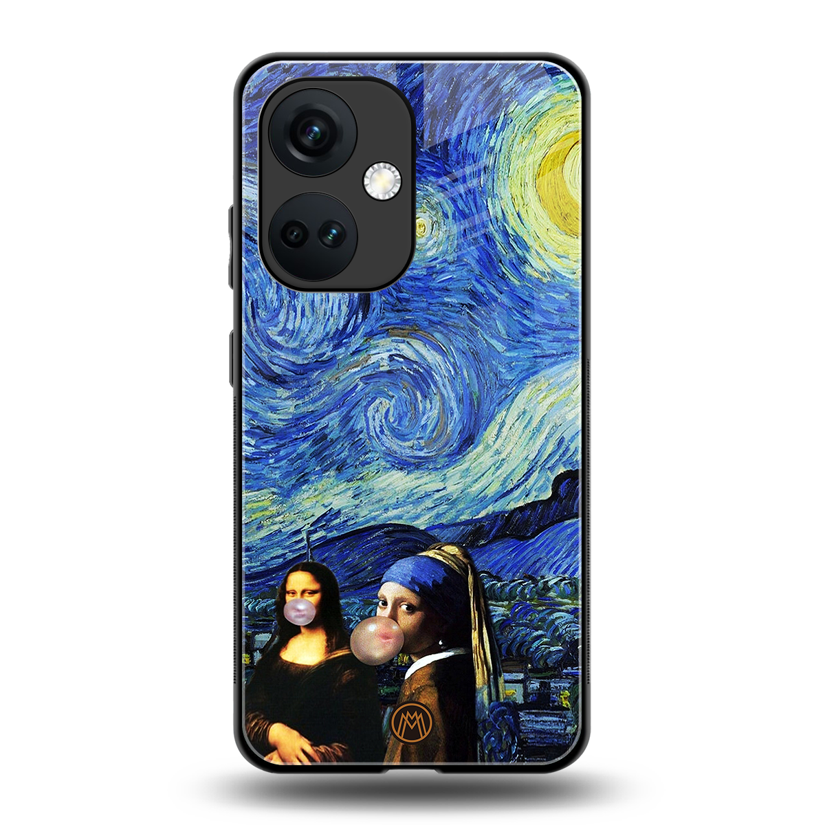 mona lisa starry night back phone cover | glass case for oneplus nord ce 3