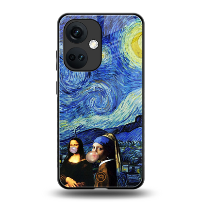 mona lisa starry night back phone cover | glass case for oneplus nord ce 3