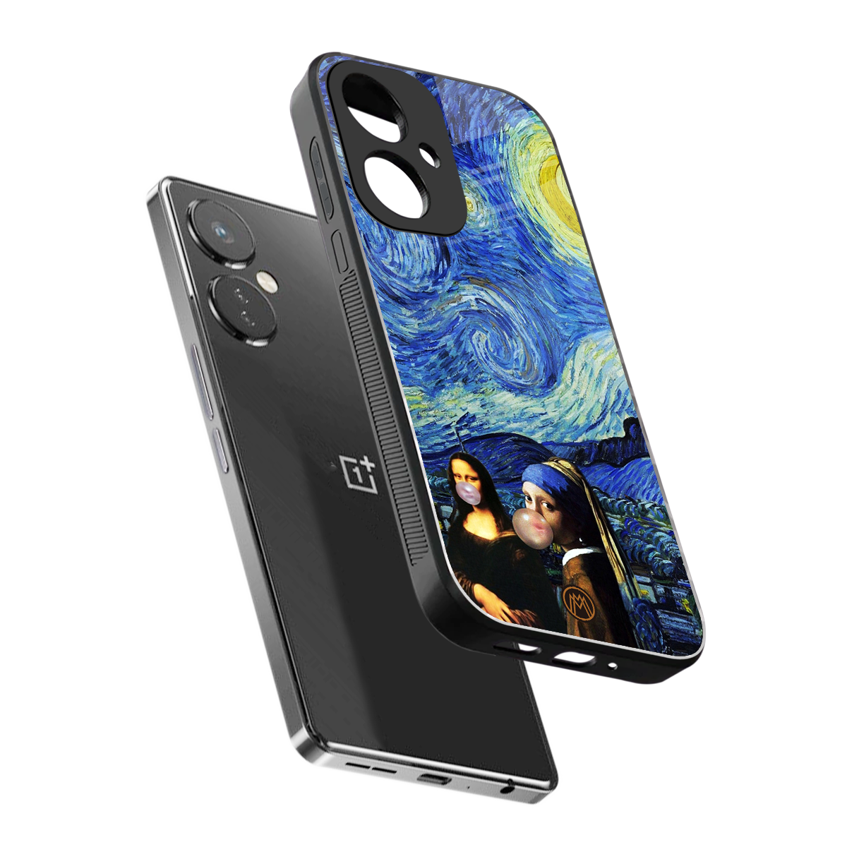 mona lisa starry night back phone cover | glass case for oneplus nord ce 3