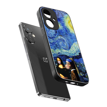 mona lisa starry night back phone cover | glass case for oneplus nord ce 3