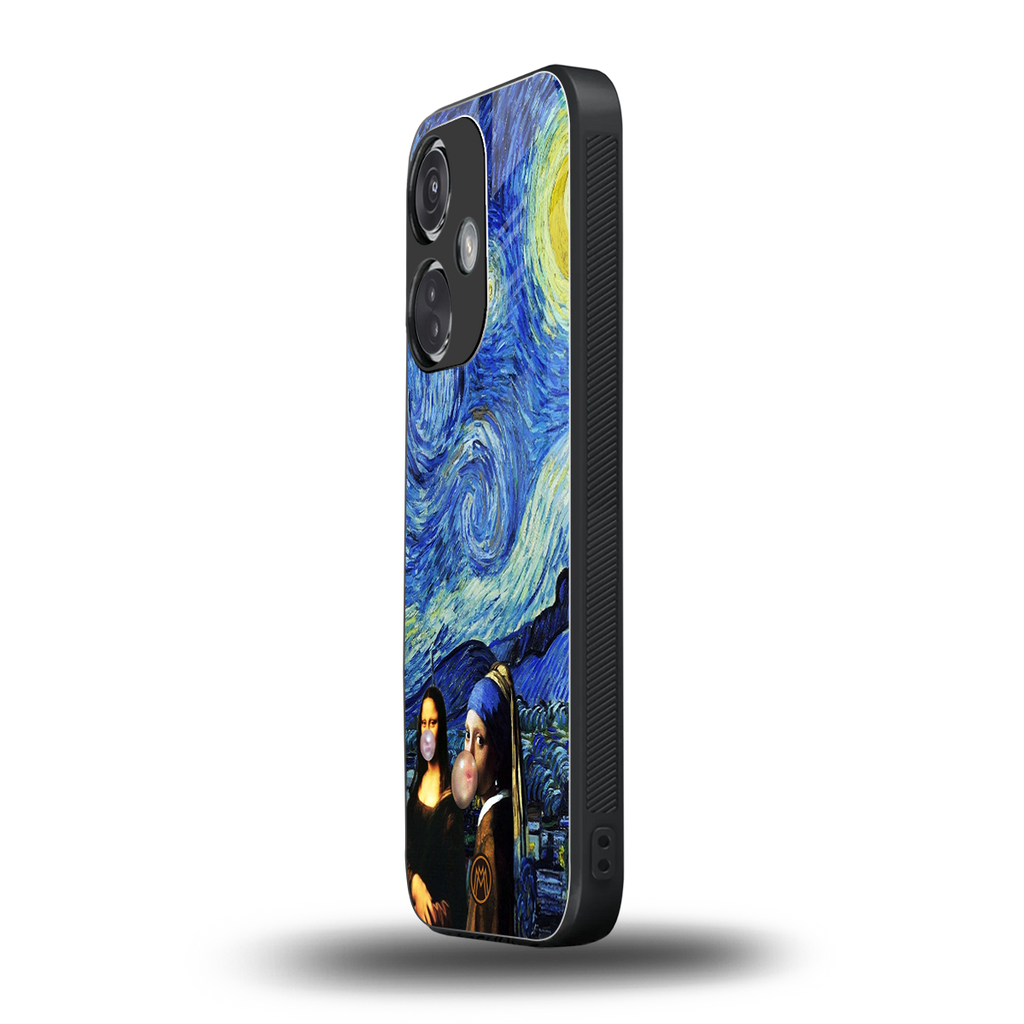 mona lisa starry night back phone cover | glass case for oneplus nord ce 3