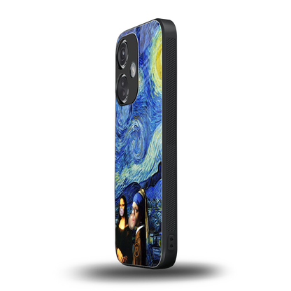 mona lisa starry night back phone cover | glass case for oneplus nord ce 3
