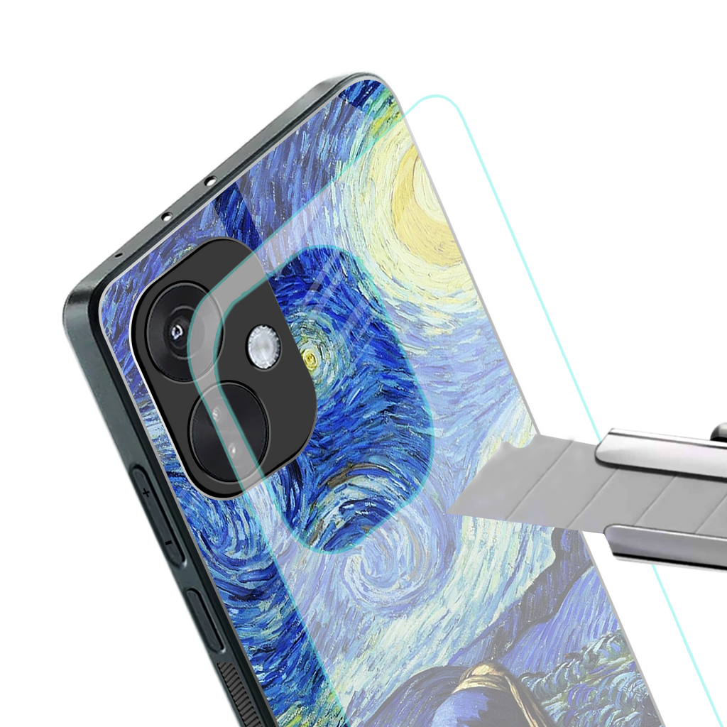 mona lisa starry night back phone cover | glass case for oneplus nord ce 3