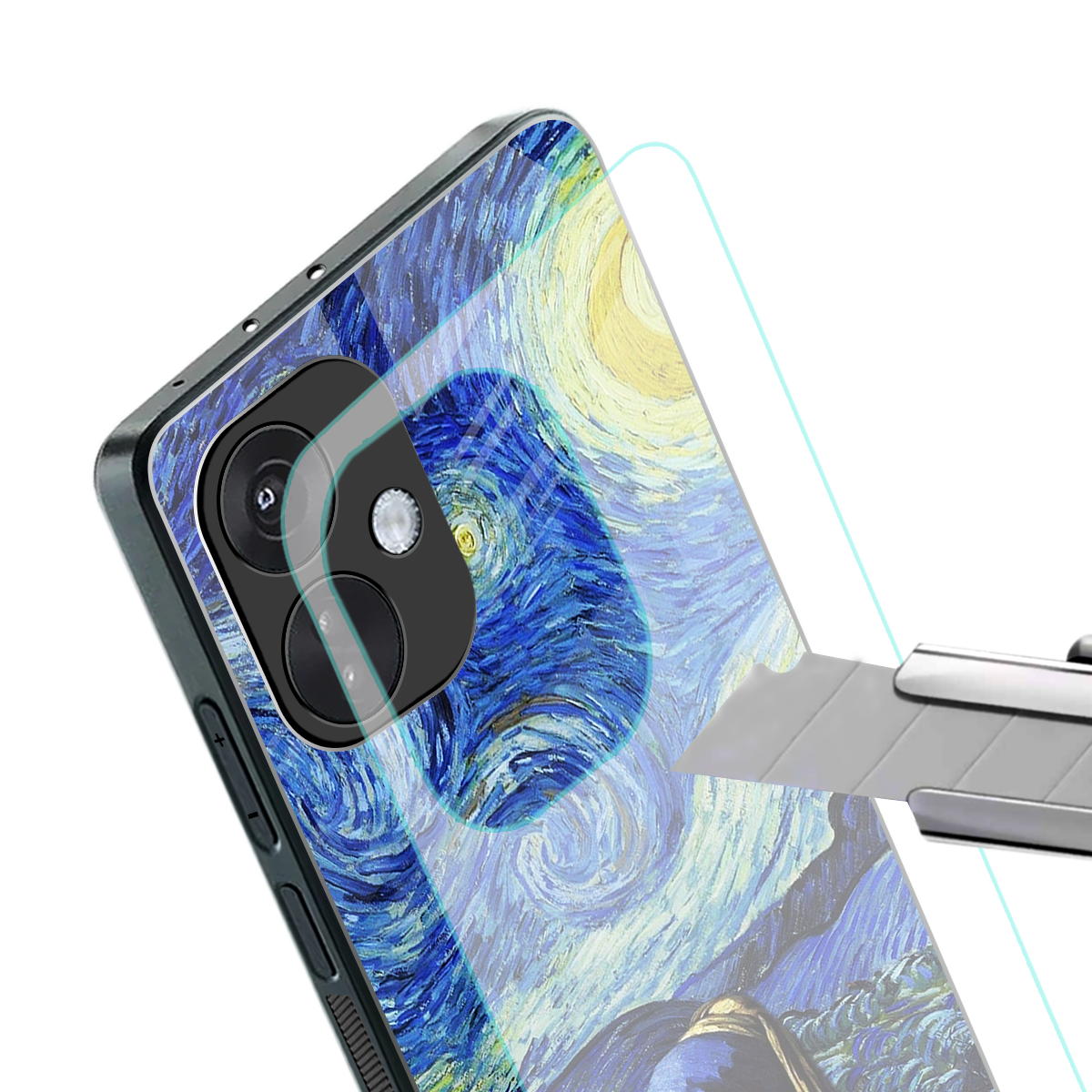 mona lisa starry night back phone cover | glass case for oneplus nord ce 3