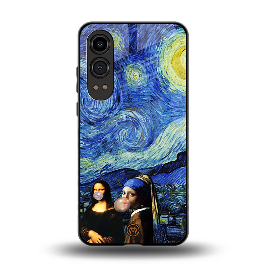 mona lisa starry night back phone cover | glass case for oneplus nord ce 4 lite