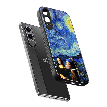 mona lisa starry night back phone cover | glass case for oneplus nord ce 4 lite