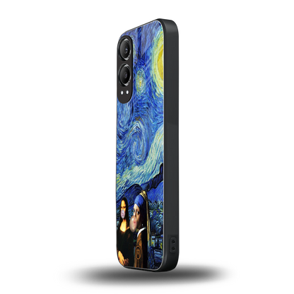mona lisa starry night back phone cover | glass case for oneplus nord ce 4 lite