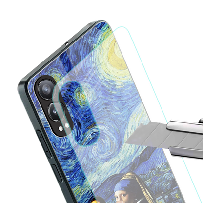 mona lisa starry night back phone cover | glass case for oneplus nord ce 4 lite