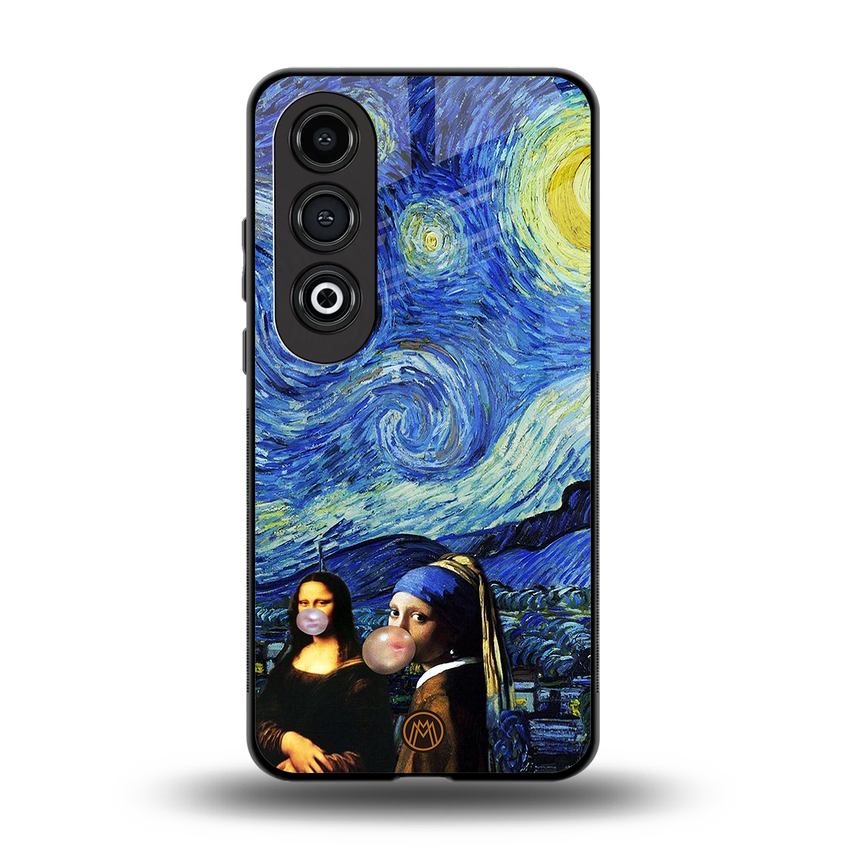 mona lisa starry night back phone cover | glass case for oneplus nord ce 4