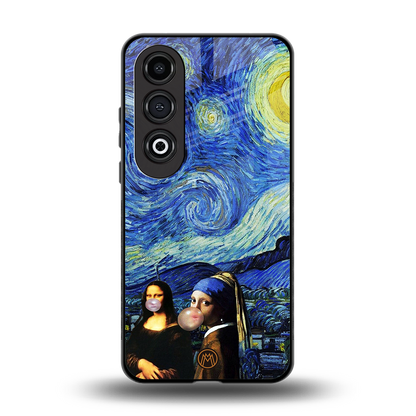 mona lisa starry night back phone cover | glass case for oneplus nord ce 4