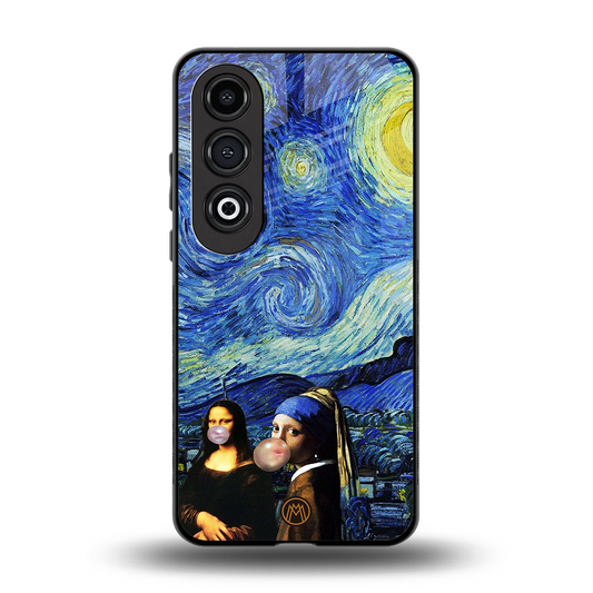 mona lisa starry night back phone cover | glass case for oneplus nord ce 4