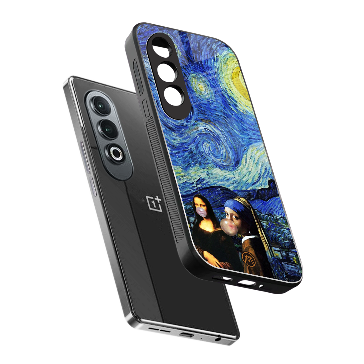 mona lisa starry night back phone cover | glass case for oneplus nord ce 4