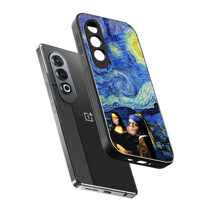 mona lisa starry night back phone cover | glass case for oneplus nord ce 4