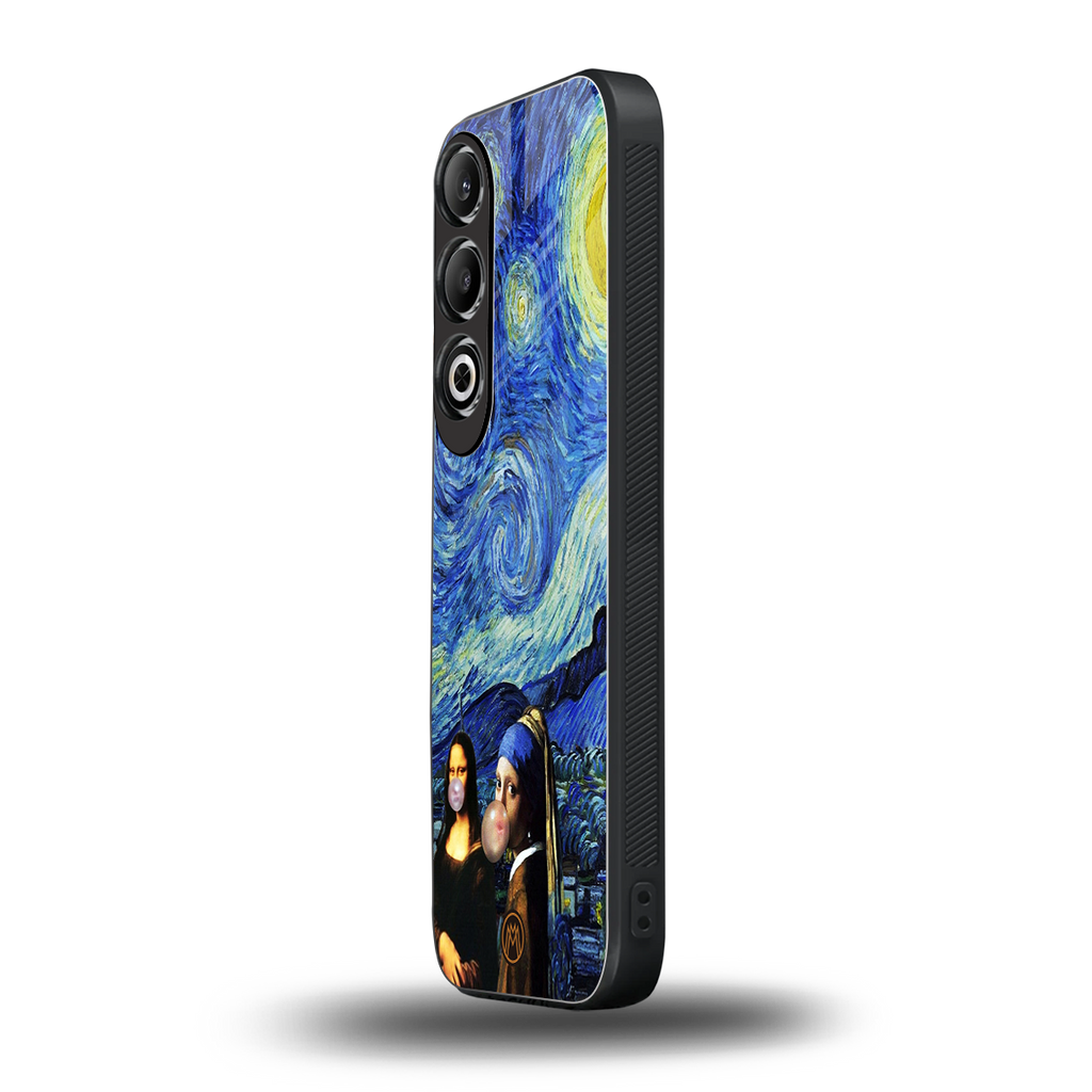 mona lisa starry night back phone cover | glass case for oneplus nord ce 4