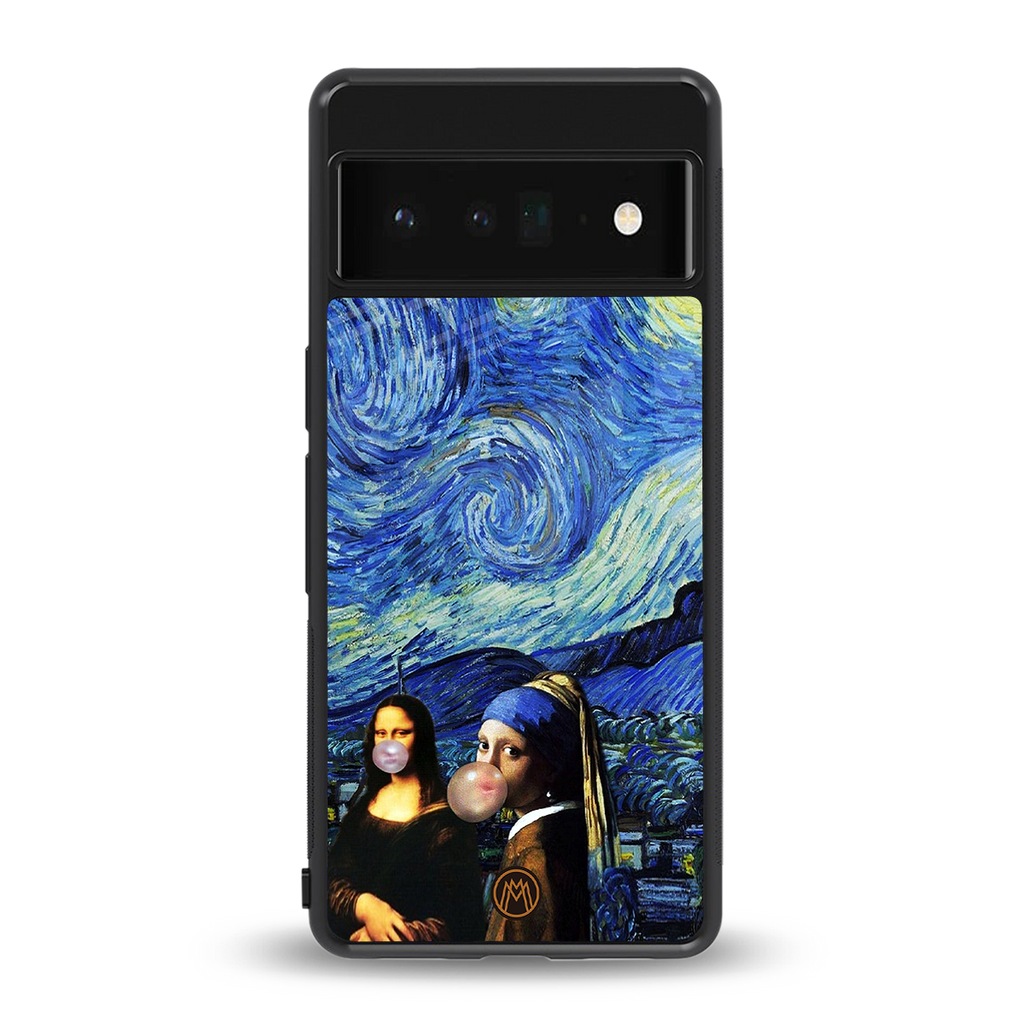 mona lisa starry night back phone cover | glass case for google pixel 6 pro