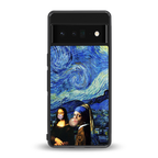mona lisa starry night back phone cover | glass case for google pixel 6 pro