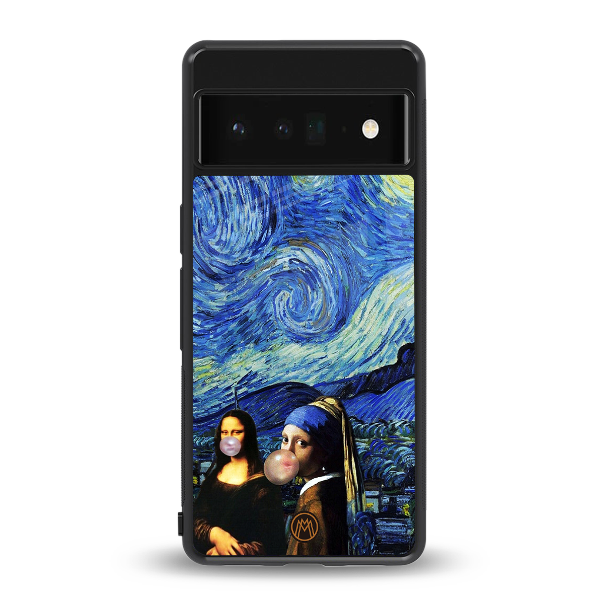mona lisa starry night back phone cover | glass case for google pixel 6 pro