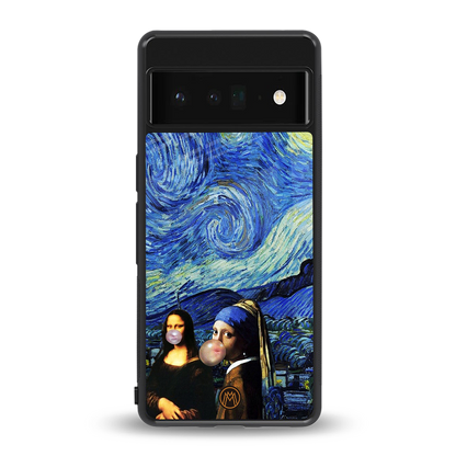 mona lisa starry night back phone cover | glass case for google pixel 6 pro