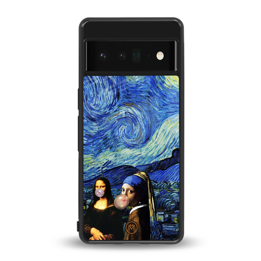 mona lisa starry night back phone cover | glass case for google pixel 6 pro