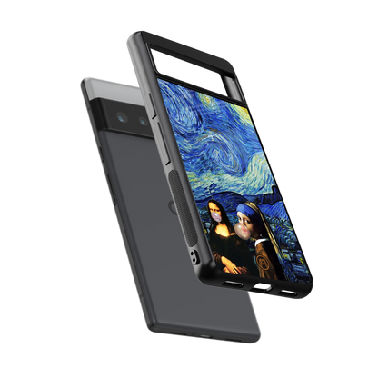 mona lisa starry night back phone cover | glass case for google pixel 6 pro