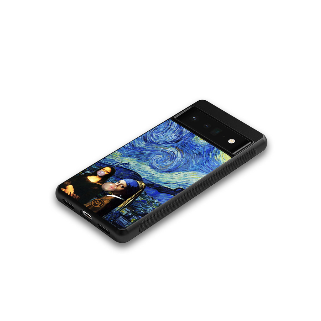 mona lisa starry night back phone cover | glass case for google pixel 6 pro