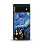 mona lisa starry night back phone cover | glass case for google pixel 6