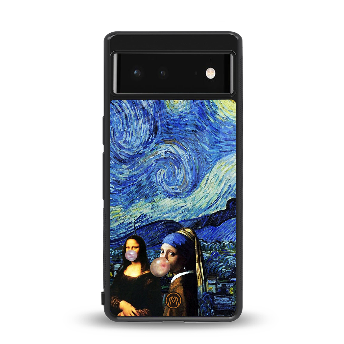 mona lisa starry night back phone cover | glass case for google pixel 6