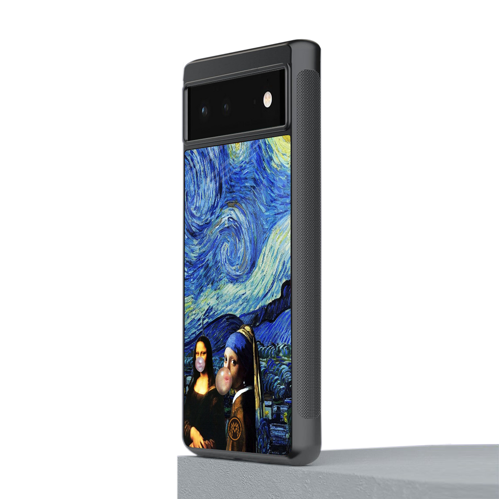 mona lisa starry night back phone cover | glass case for Google Pixel 6A