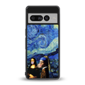 mona lisa starry night back phone cover | glass case for google pixel 7 pro