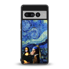 mona lisa starry night back phone cover | glass case for google pixel 7 pro
