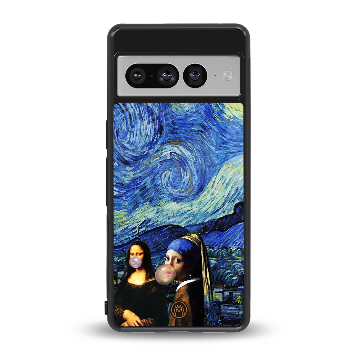 mona lisa starry night back phone cover | glass case for google pixel 7 pro