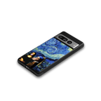 mona lisa starry night back phone cover | glass case for google pixel 7 pro