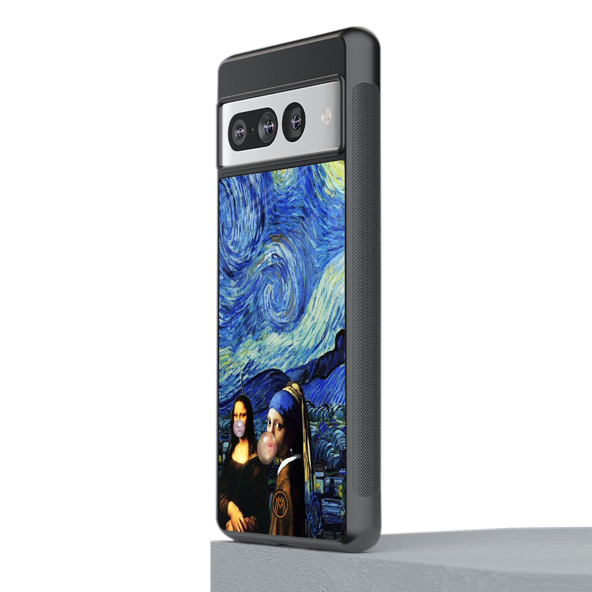 mona lisa starry night back phone cover | glass case for google pixel 7 pro